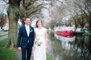 Wedding Photo by the banks of the Grand Canal in Dublin