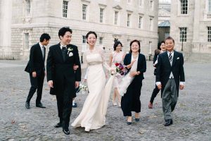 Wedding photography in the grounds of Trinity College in Dublin City