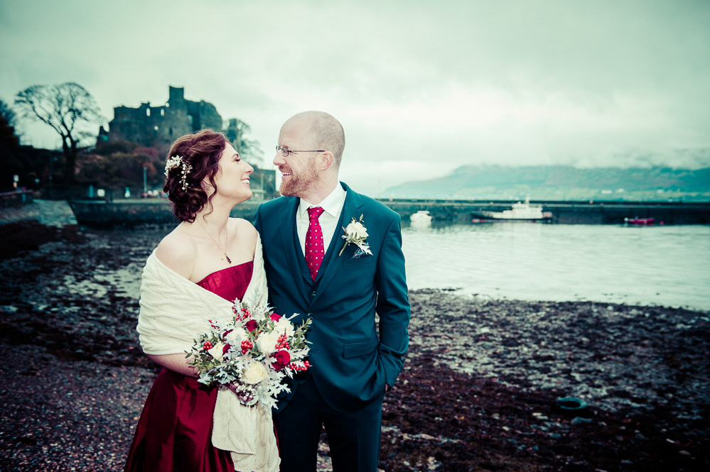 The bride and groom pictured at their Carlingford micro wedding