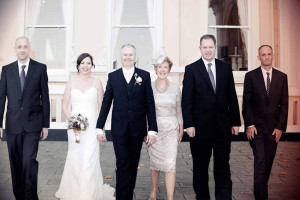 Wedding photograph outside The Royal Marine Hotel in Dun Laoghaire
