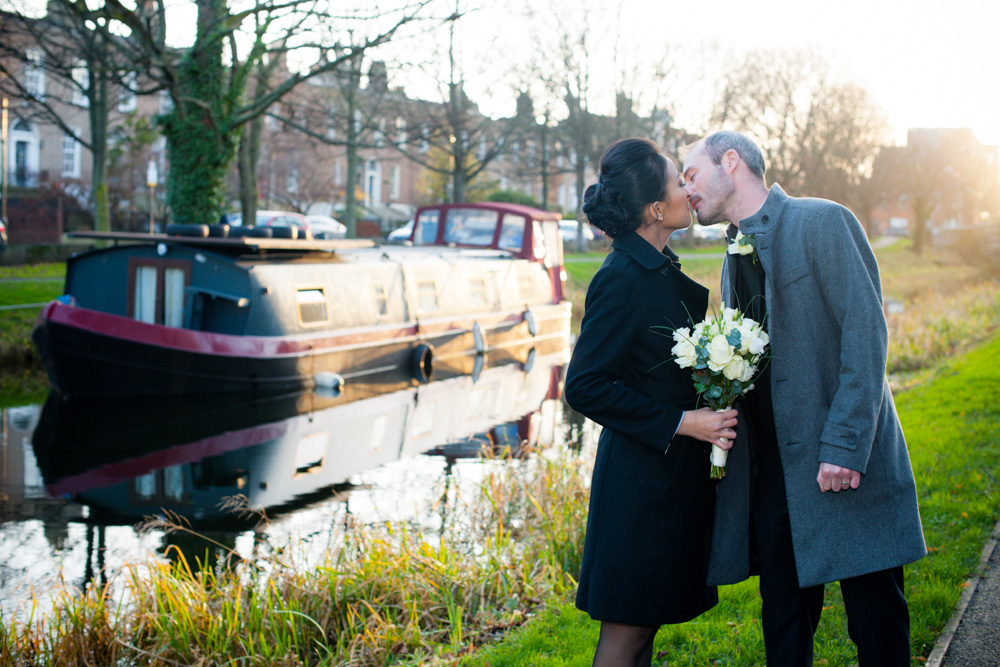 Dublin city centre wedding photography on the banks of the Grand Canal in Dublin