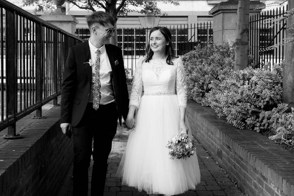 Registry Office Photography of the bride and groom arriving to be married
